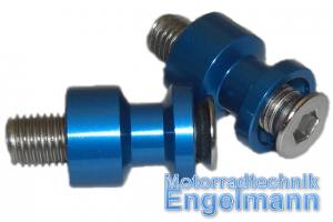 Motorrad Ständer Schwingen Aufnahme 8mm Honda Suzuki Alu blau eloxiert 2 Stück