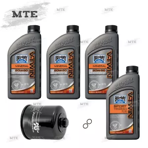 BEL-RAY Öl SET passend für BUELL XB 03-10 V-Twin 20w50 mineralisch Getriebeöl K&N Filter