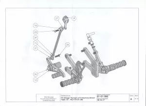 Rastenanlage MCF197SP-UM mit Umkehrschaltung für Triumph Street Triple und Daytona 675