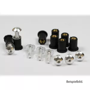 Verkleidungsschrauben 8x M5x16 Alu silber mit Gummimuttern