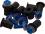 Verkleidungsschrauben 8x M5x16 Alu blau eloxiert mit Gummimuttern